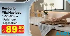 BORDÜRLÜ YÜZ HAVLUSU 50X85 CM fiyat ve kampanya bilgisi